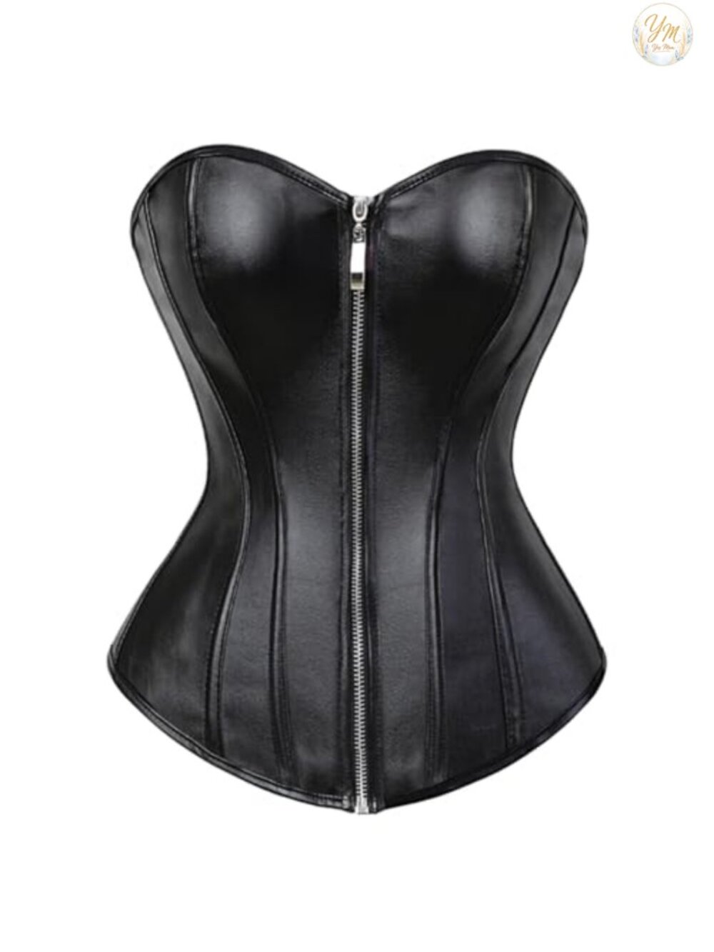 Faux Leather Corset Top Steampunk Gothic Bustier Zipper Lace Up Costume
